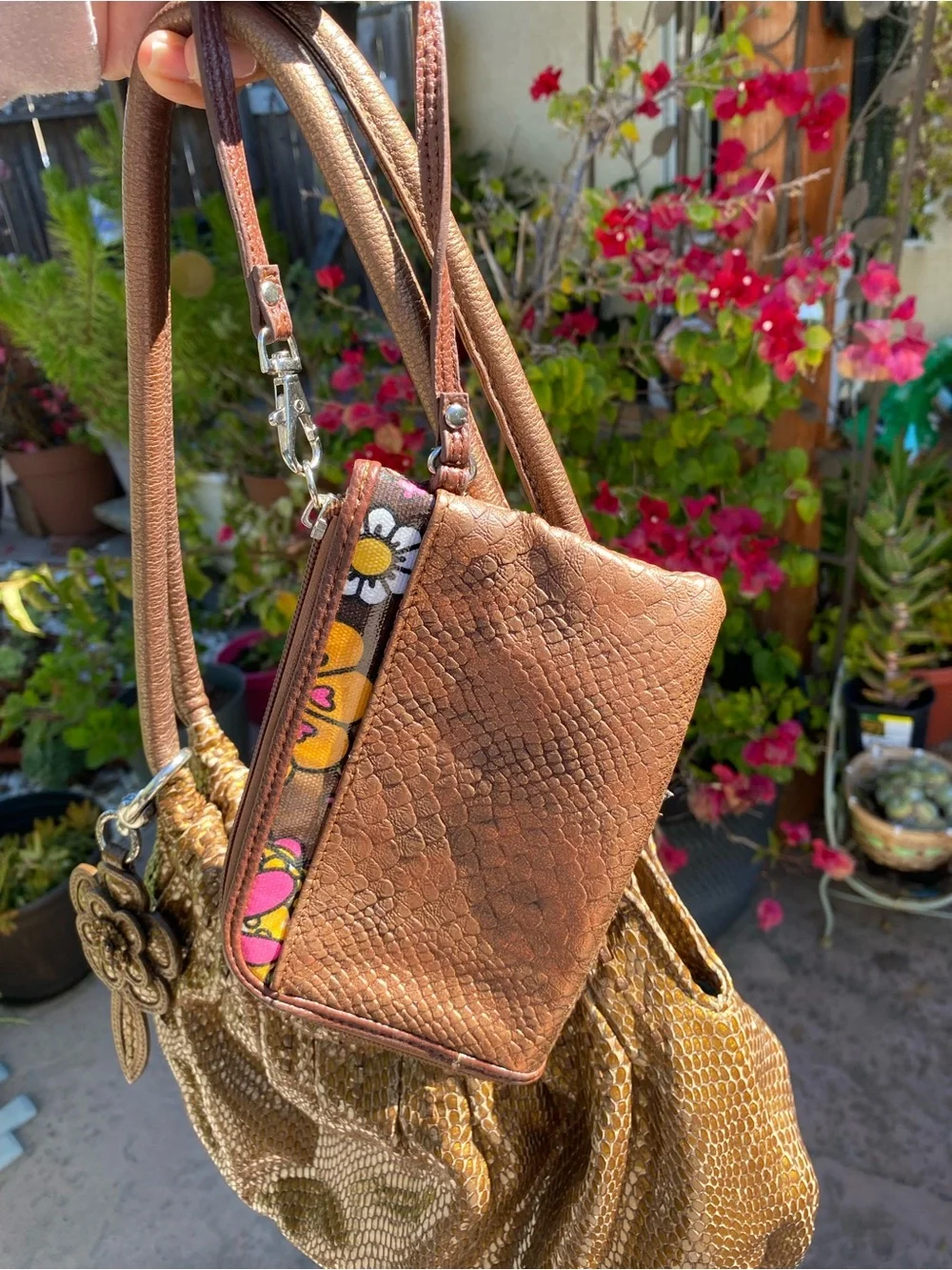 Brighton hobo bag with flower charm